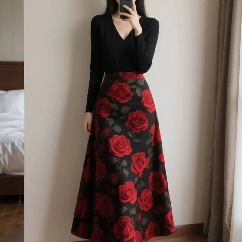 New Women's Fashionable Temperament Retro Dignified and Elegant Slimming Skirt