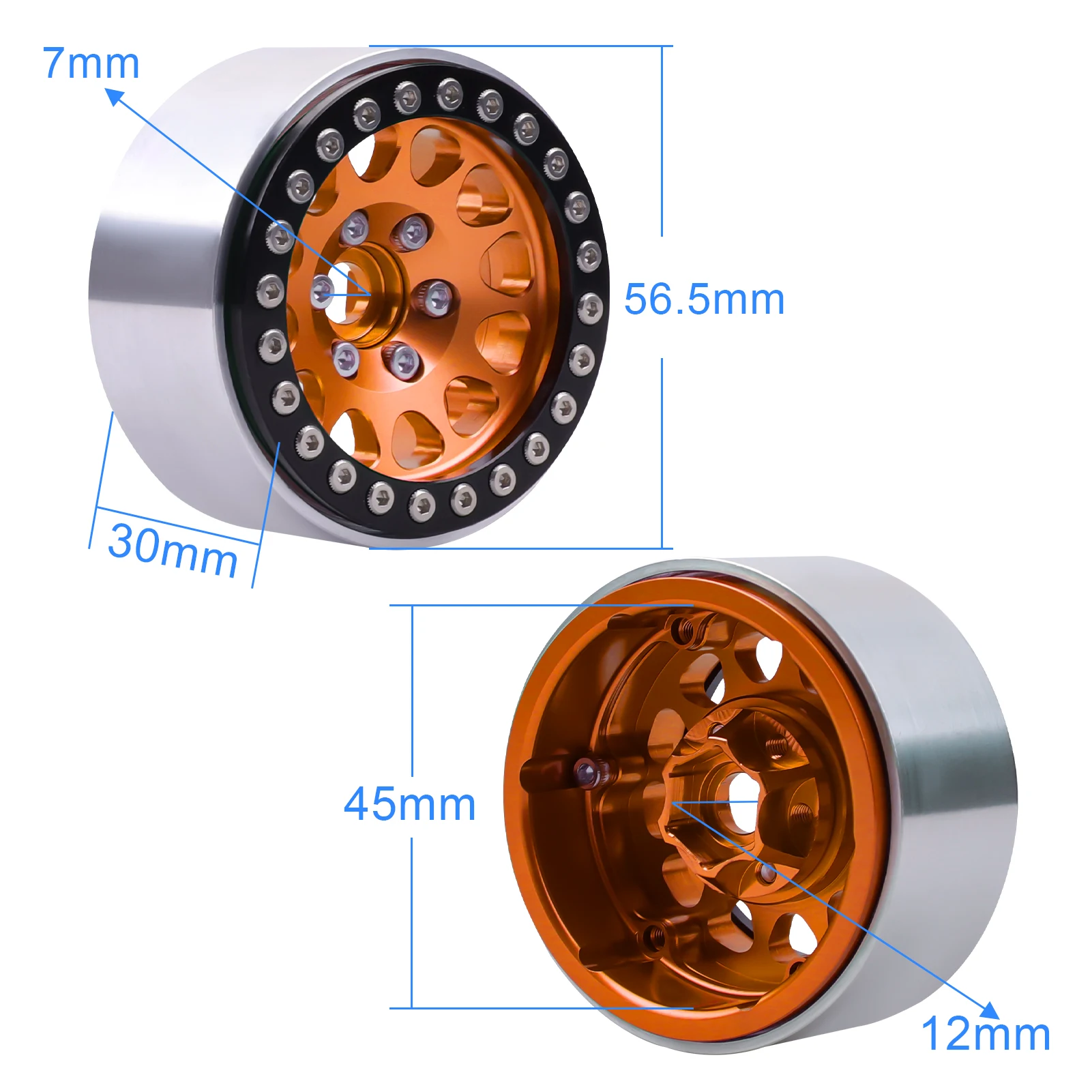 HobbyPark Aluminum 1.9 Beadlock Wheels for 1/10 Scale RC Crawler, Compatible with Traxxas TRX4 Axial SCX10 Redcat Gen 8 RC4WD