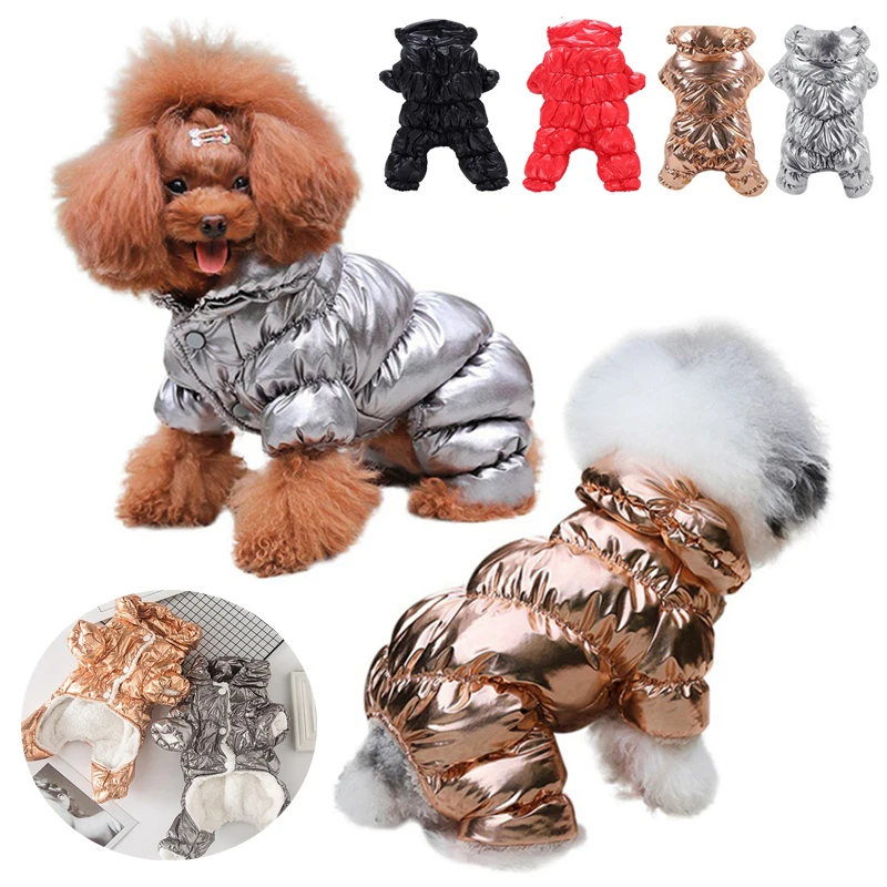 

Freeship Dog Cat Winter Faux Leather Waterproof Clothes Jumpsuit Hoodie Pet Puppy Coat Down Jacket Thicken Warm Suit