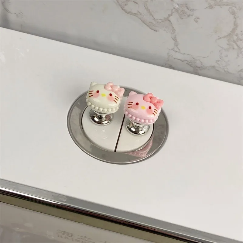 Hello kitty cartoon character toilet press long nail button kawaii auxiliary artifact cute button waterproof new wholesale gift