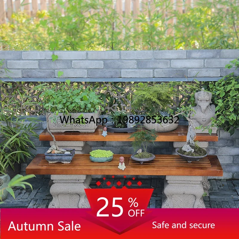Han Yun Tang Courtyard Terrace Balcony Rooftop Garden Arrangement Solid Wood Flower Stand