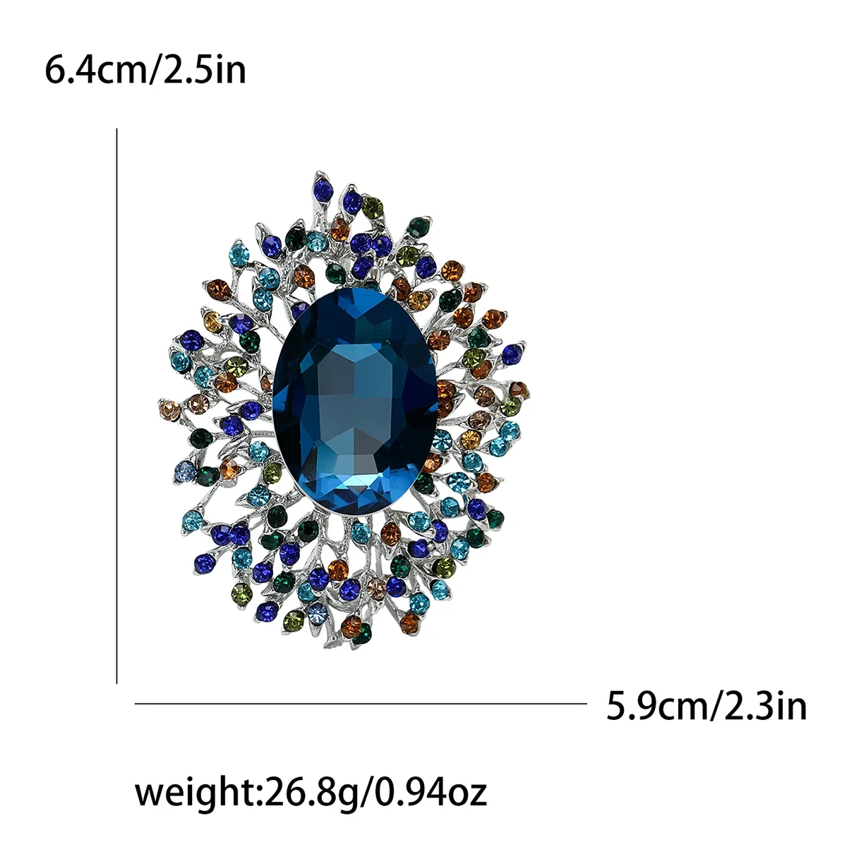 Classic Rhinestone Flower Brooches for Women Round Glass Pins Office Gifts Party Birthday Wedding Accessories