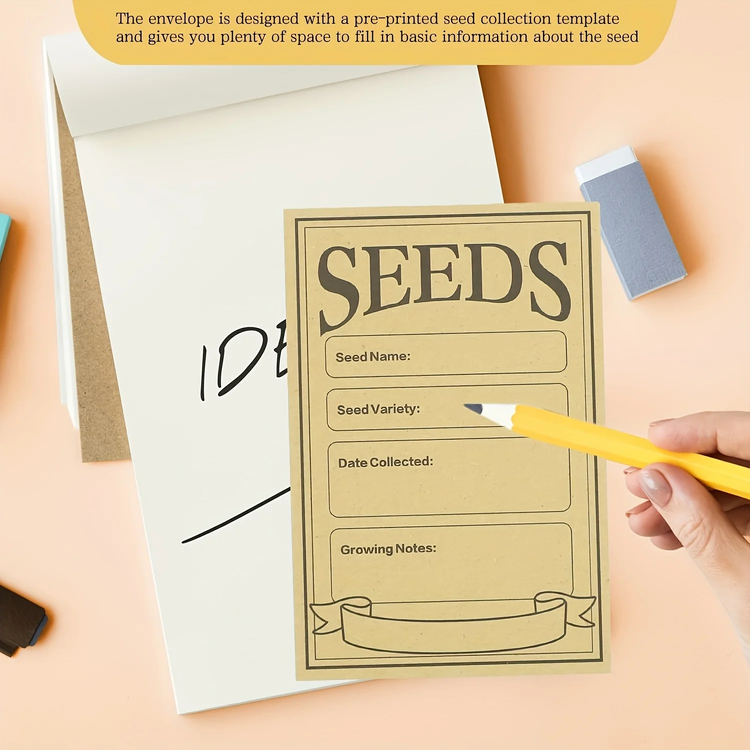 

100 шт. конверты для семян, закрывающиеся самозапечатывающиеся конверты, крафт-конверт, органайзер для хранения семян цветов и овощей, сад