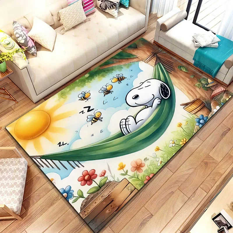 Cartoon Snoopy Printed Carpet Yoga Living Room Children\'s Crawling Living Room Area Rug Area Washroom Floor Mat Game Rugs Tapis