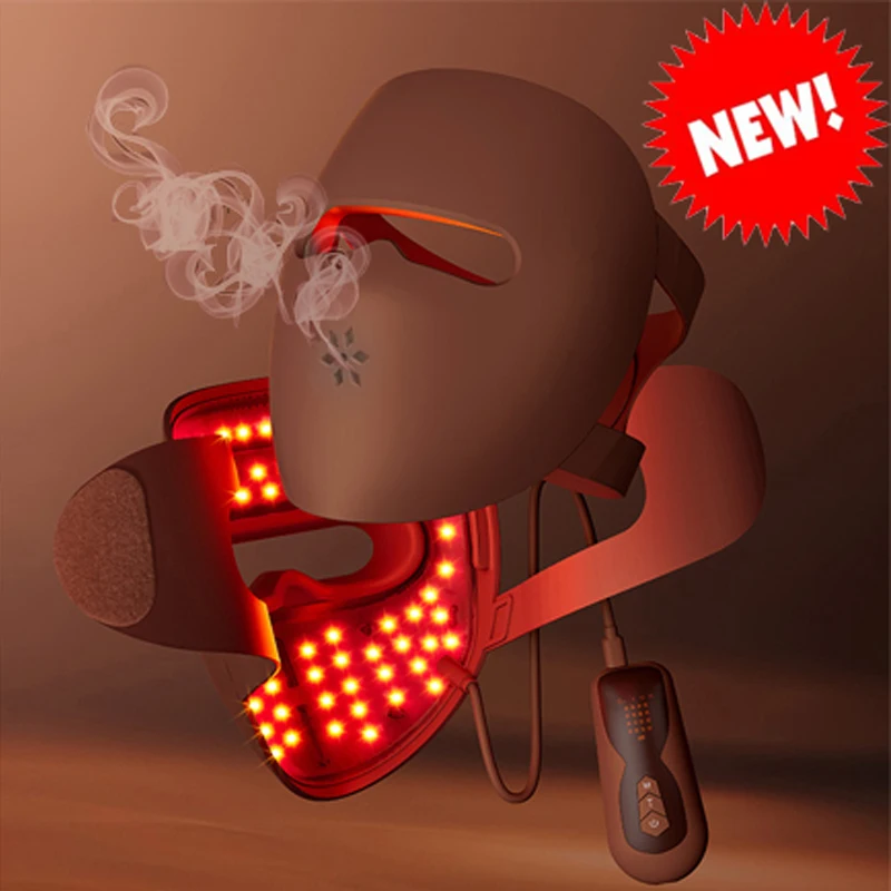 Maschera per il viso e il collo a LED 3C in morbido silicone di alta qualità Terapia della luce Design ergonomico per una vera cura della pelle antietà a casa e in viaggio