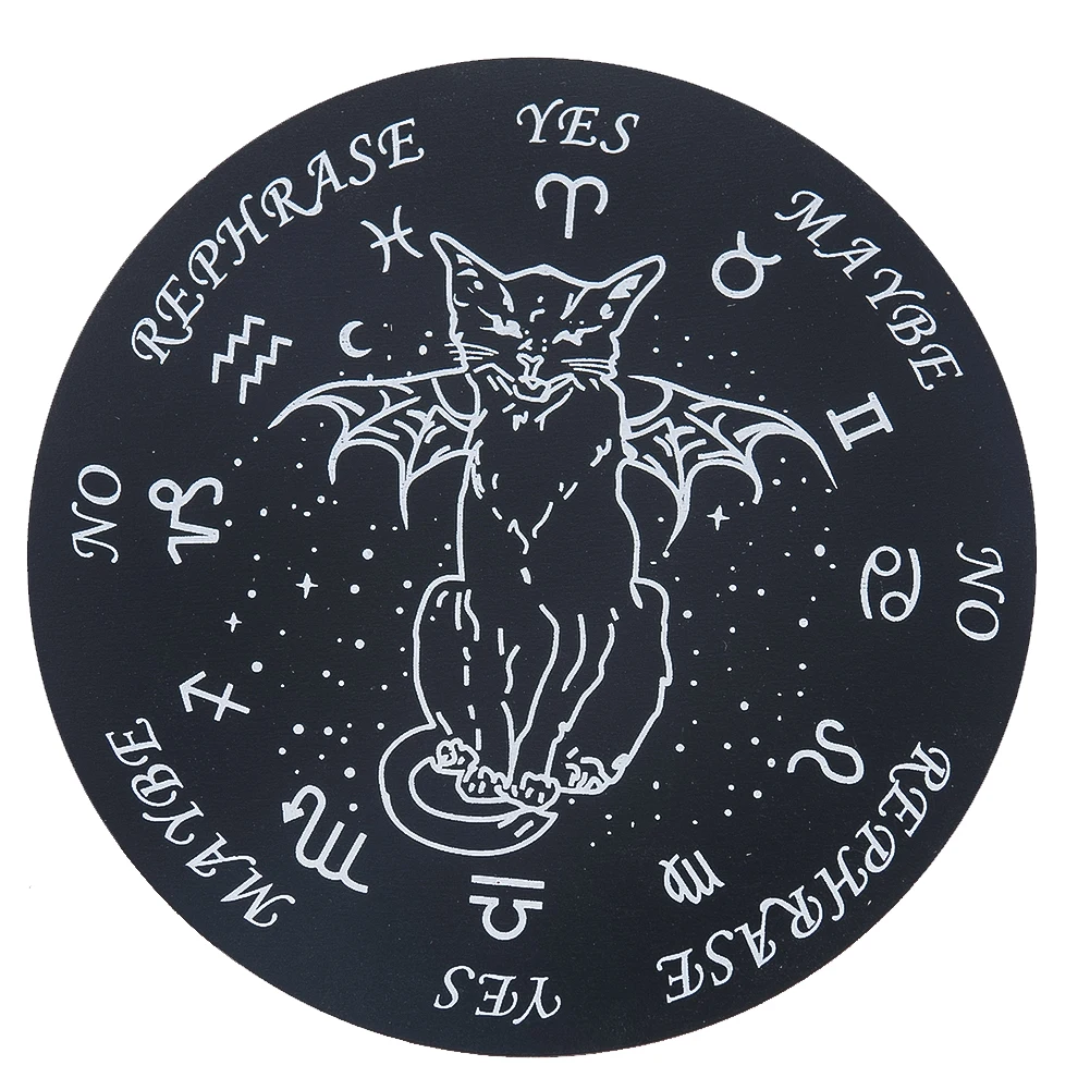 Black Wooden Board Cats Pattern Healing Crystal Crystal Grid Jewelry Display Stand Wood Craft Energy Plate Coaster Tray Base