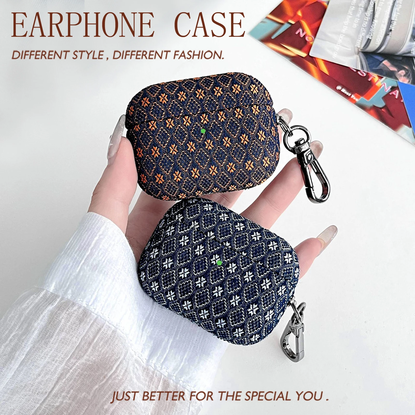 

Denim Plaid Pattern Earphone Protective Case For AirPods Pro2 Apple Headphone Cover AirPods 3/2/1 Anti Drop Metal Ring Buckle