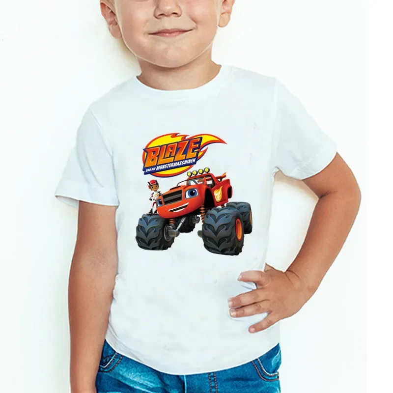 Blaze And The Monster Machines Cartoon Print Boys T-shirts Summer Cool Kids T shirt Toddler Baby Girls Clothes Children Tops