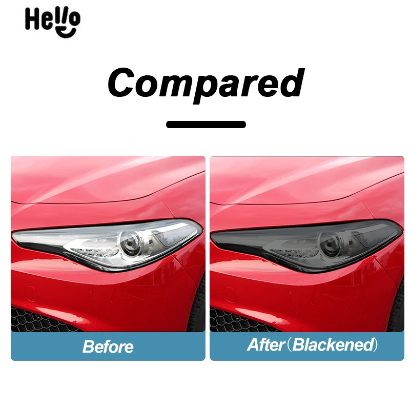 For Alfa Romeo Giulia 952 2016-Present Car Headlight Protective Film Smoked Black Tint Wrap Vinyl Transparent TPU Sticker