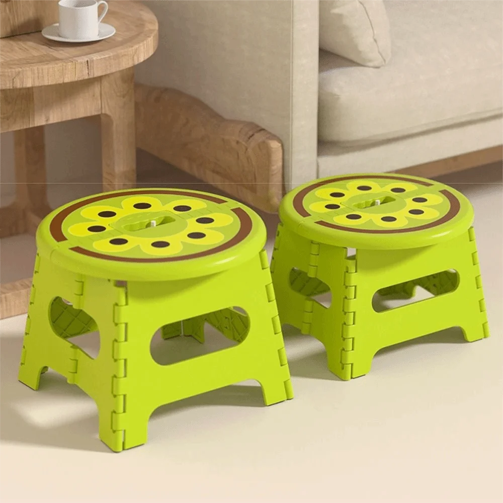 Creative Thickened Folding Stool Non-Slip Sturdy Kids Step Stool Safety Locks Fruit Shape Low Chair Bedroom
