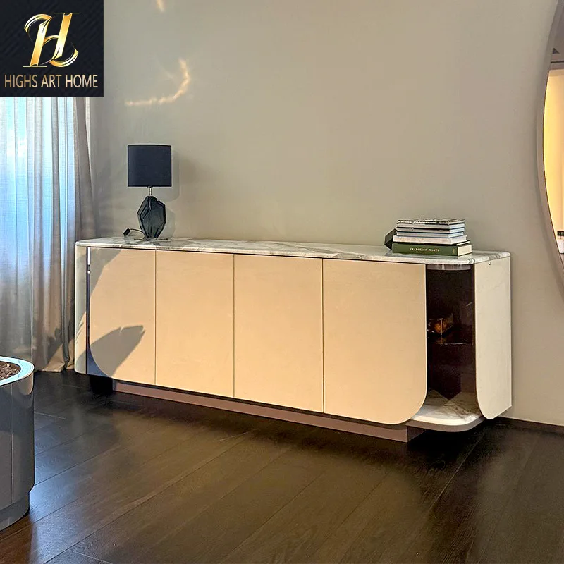 Włoska szafka boczna do jadalni z litego drewna, luksusowa willa, kreatywna szafka boczna z wyższej półki.