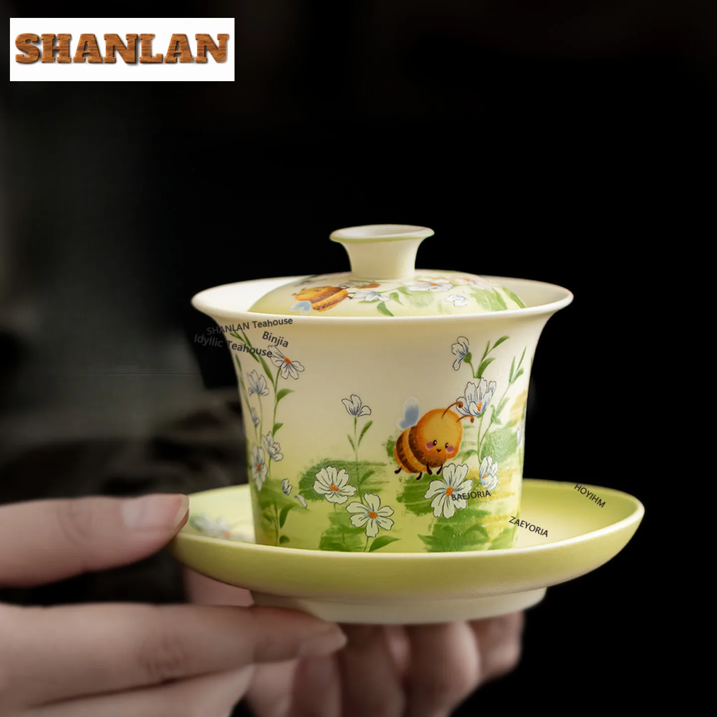 

170ml Sweet Whispers Between Flowers Gaiwan Antique Tea Tureen Tea Bowl With Lid Kit Tea Maker Cover Bowl Ceremony Decoration