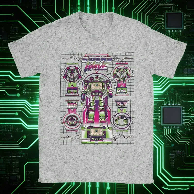 2025-26 Summer Men's 100% Cotton Printed T-shirt Transformers Soundwave Decepticon Unique Pure Robot Crewneck Tops Gift Idea