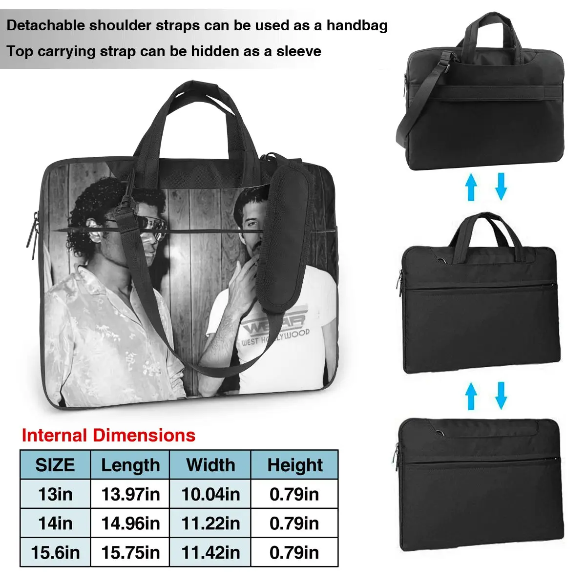 Laptop Bag Sleeve Case Michael Jackson And F-Freddie M-Mercury Portable Notebook Pouch Retro Black White Photos Computer Pouch