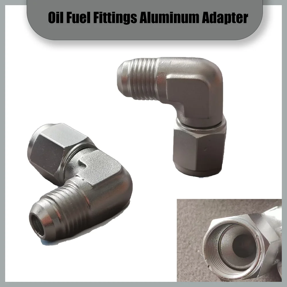 Oil Fuel Fittings Anodized Aluminum Adapter 90 Degree Female AN3 AN4 AN6 AN8 AN10 AN12 AN16 Swivel Adaptors To Male silvery ﻿