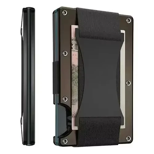 anlyxi Minimalistische, schlanke, intelligente Geldbörsen aus geschmiedeter Kohlefaser für Herren, Cashback-Kreditkartenetui, luxuriöse Aluminium-Geldbörse, RFID-Geldklammer 10