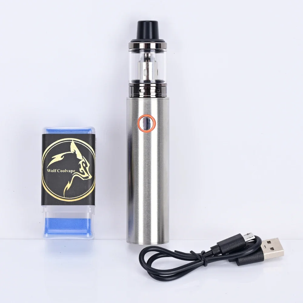 Wolfcoolvape 2ml ชุด Vape Starter E-Cig Mod 24 มม.0.3ohm ถัง Atomizer TOP Refill System และ 1300mAh แบตเตอรี่อุปกรณ์ไอ