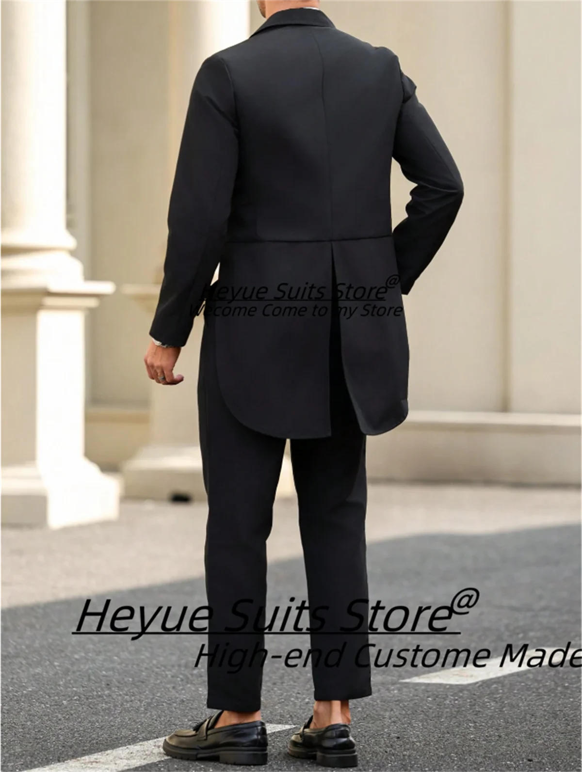 High-end Black Prom Men Suits Slim Peak Lapel Groom Party Tuxedos 2 Pieces Sets Handsome High Qublity Male Blazers Costume Homme