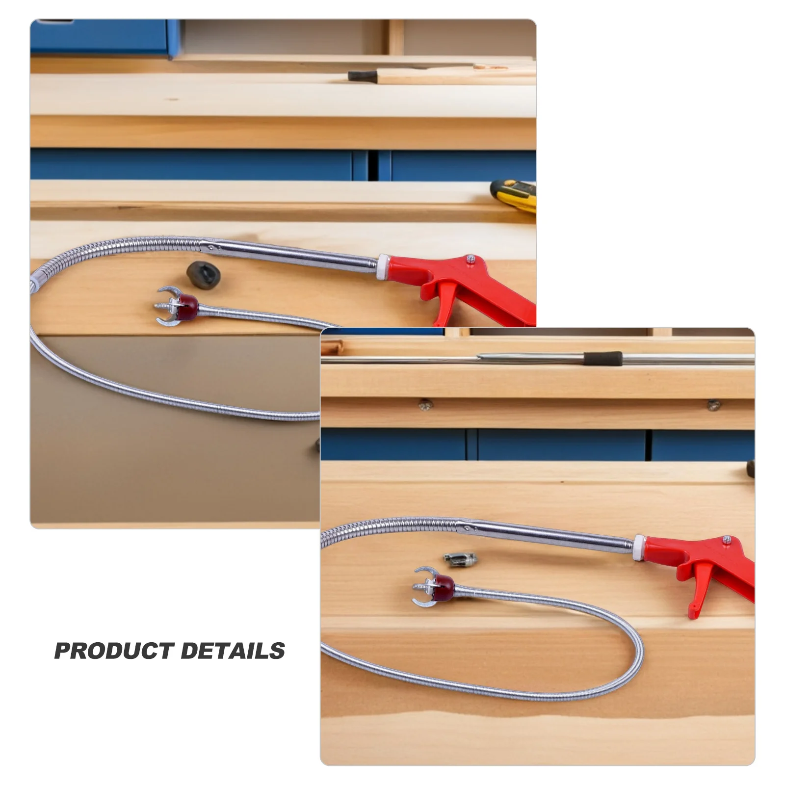 Toilet Snake Household Toilet Cleaning Tools 51 Inch Pipe Dredging Tool Slender Retrieving Grabber for Hair Food Blockage