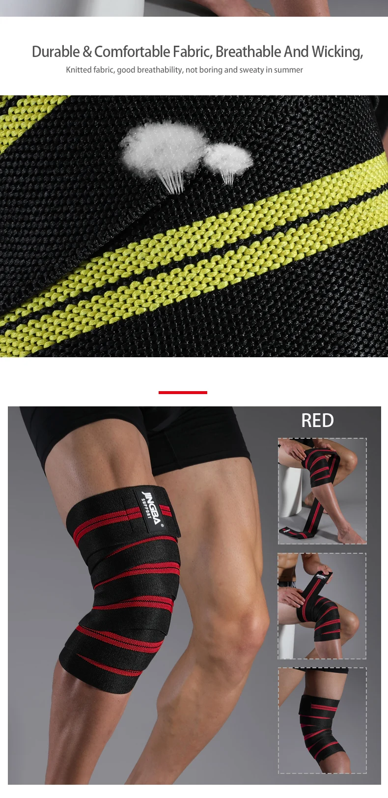 1PCS Fitness Druck Straps Gym Gewichtheben Squat Training Elastische Bandagen Bein Knie Kompression Wraps – Detail 5