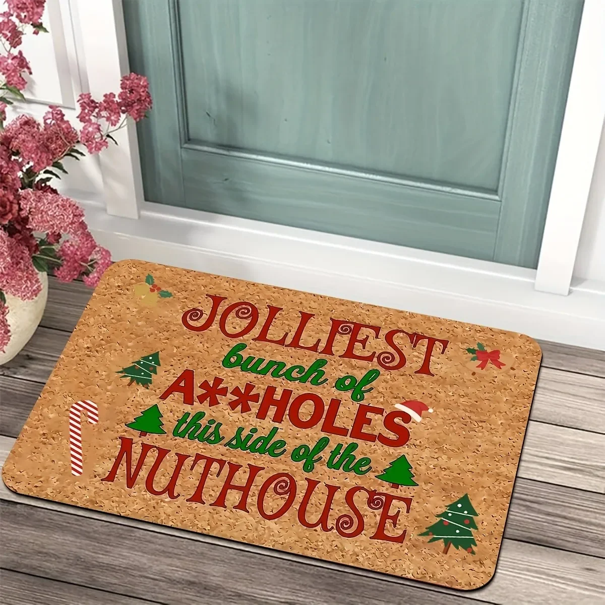 Christmas decoration door mat with 