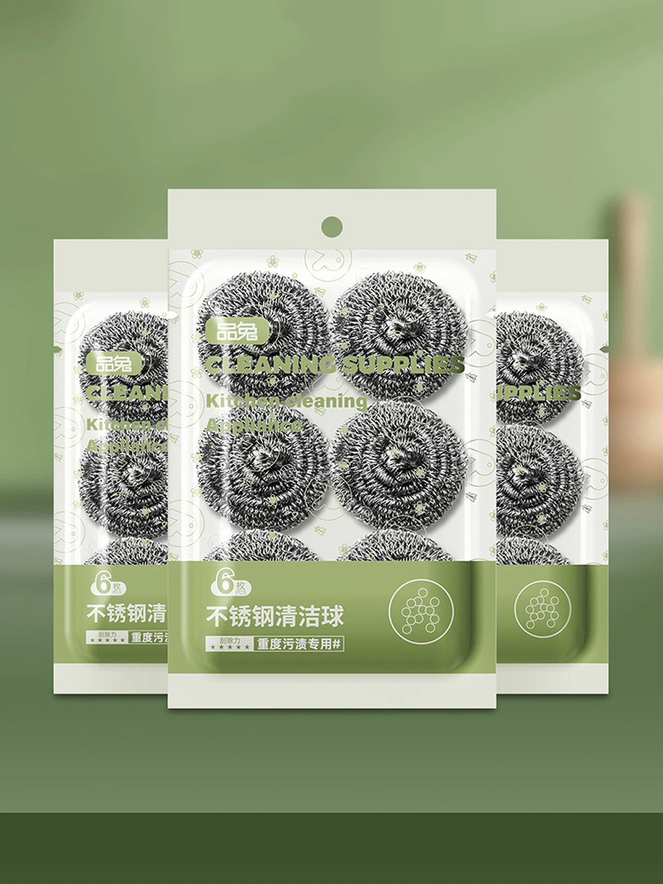 6 قطعة/الحقيبة الفولاذ المقاوم للصدأ تنظيف الكرة لغسل الصحون تنظيف الغسيل وعاء المطبخ إزالة الصدأ إزالة أدوات تنظيف الخام #1