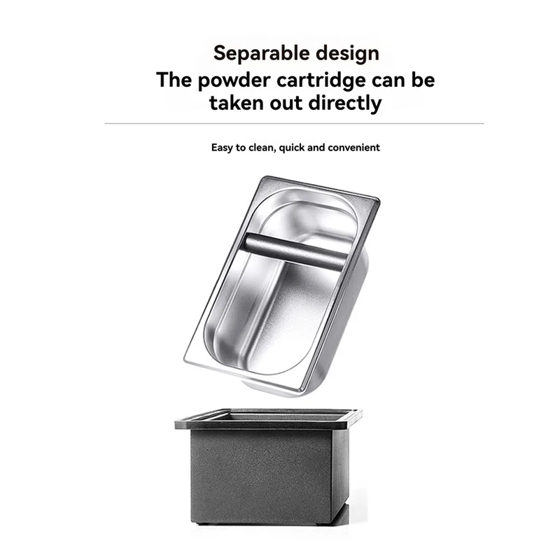 A91P Coffee Box Embedded Coffee Grounds Bucket Coffee Knock Box Coffee Powder Grounding Tank