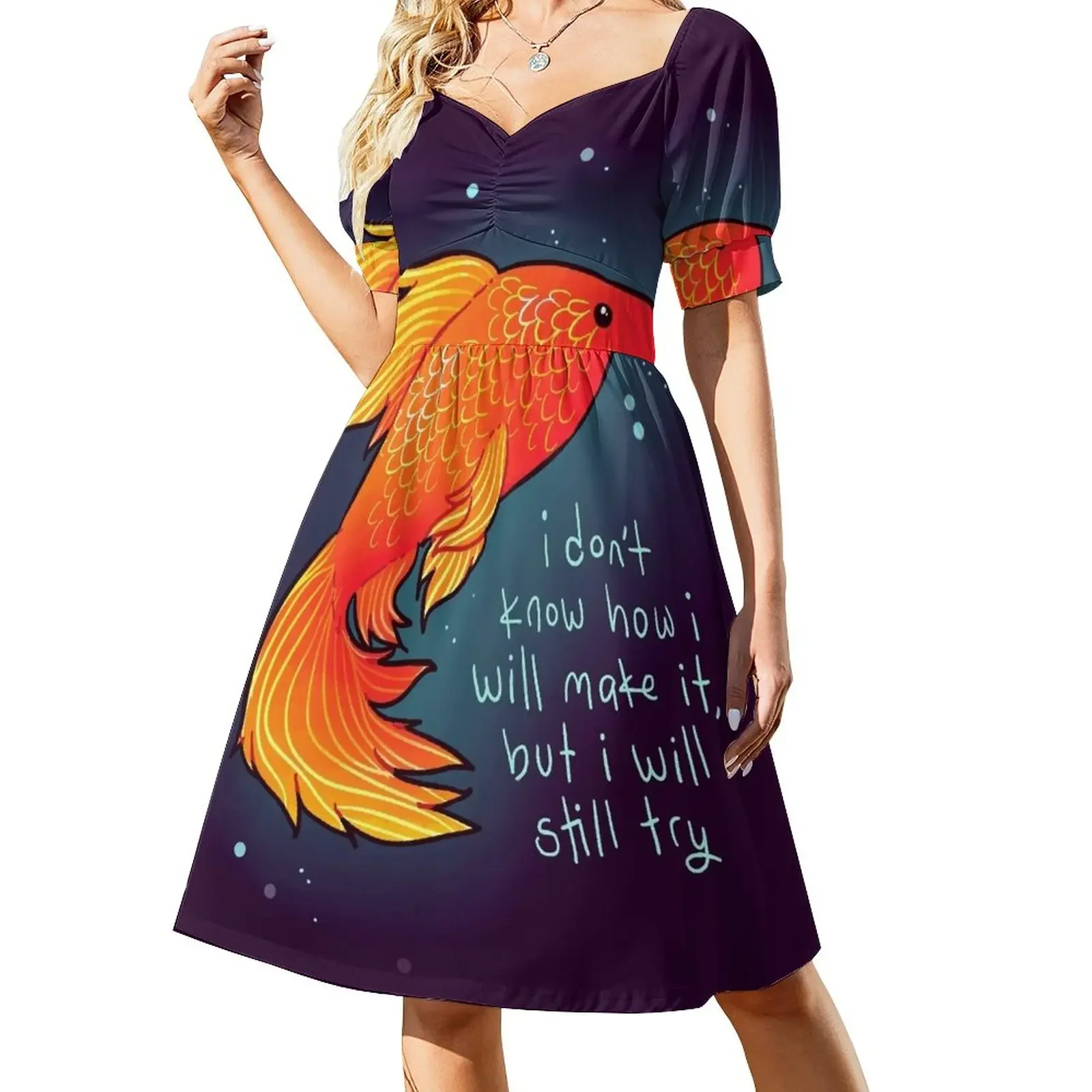 

I will still try Goldfish Short-Sleeved Dress dress for woman prom dresses