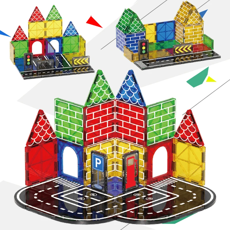 Magnetic Building Blocks set with car assembly toys Magnetic Montessori Educational Game Toys for Kids Boys Girls Gifts
