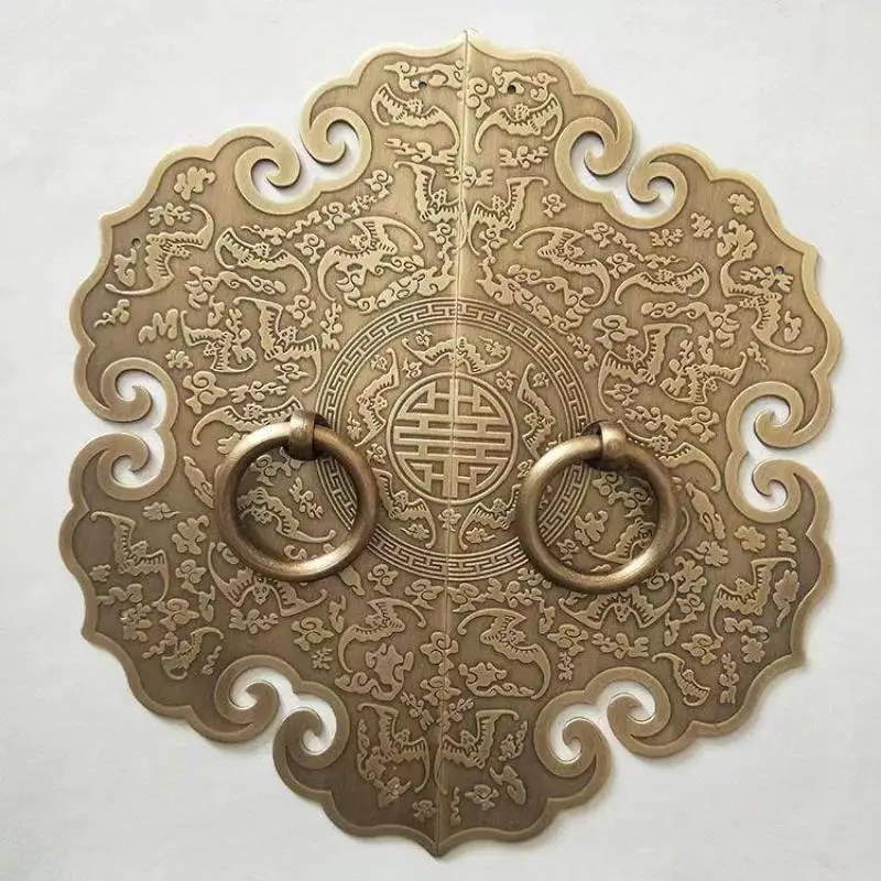 Chinese Antique Thickened Brass Cabinet Handle Furniture Accessories Shoe Cabinet Wardrobe Door Retro Handle Home Decoration