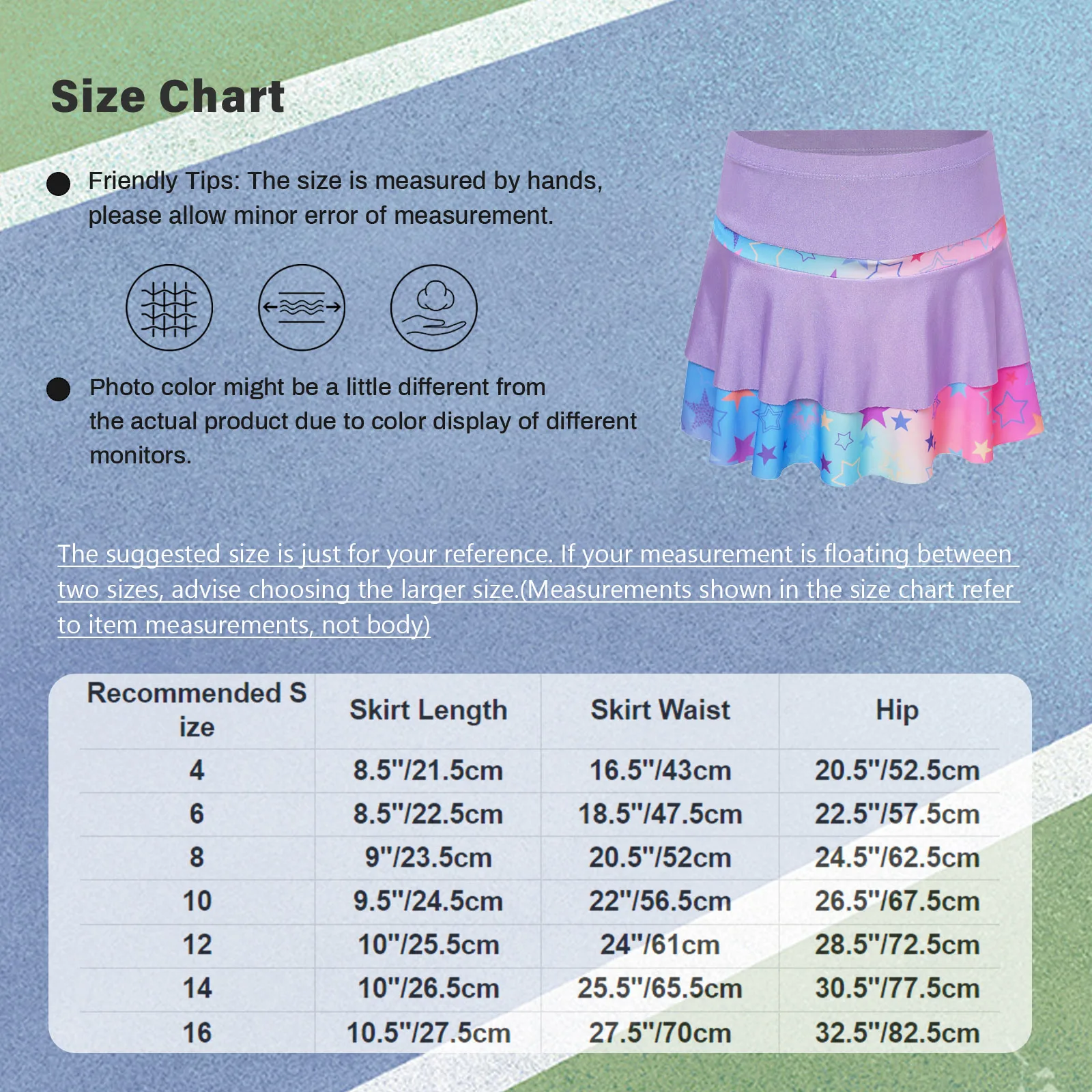 Kids Girls Figure Skating Skirt Roller Ice Skating Skort Skater Skirt Team Training Skirts Dance Pleated A-Line Mini Skirt