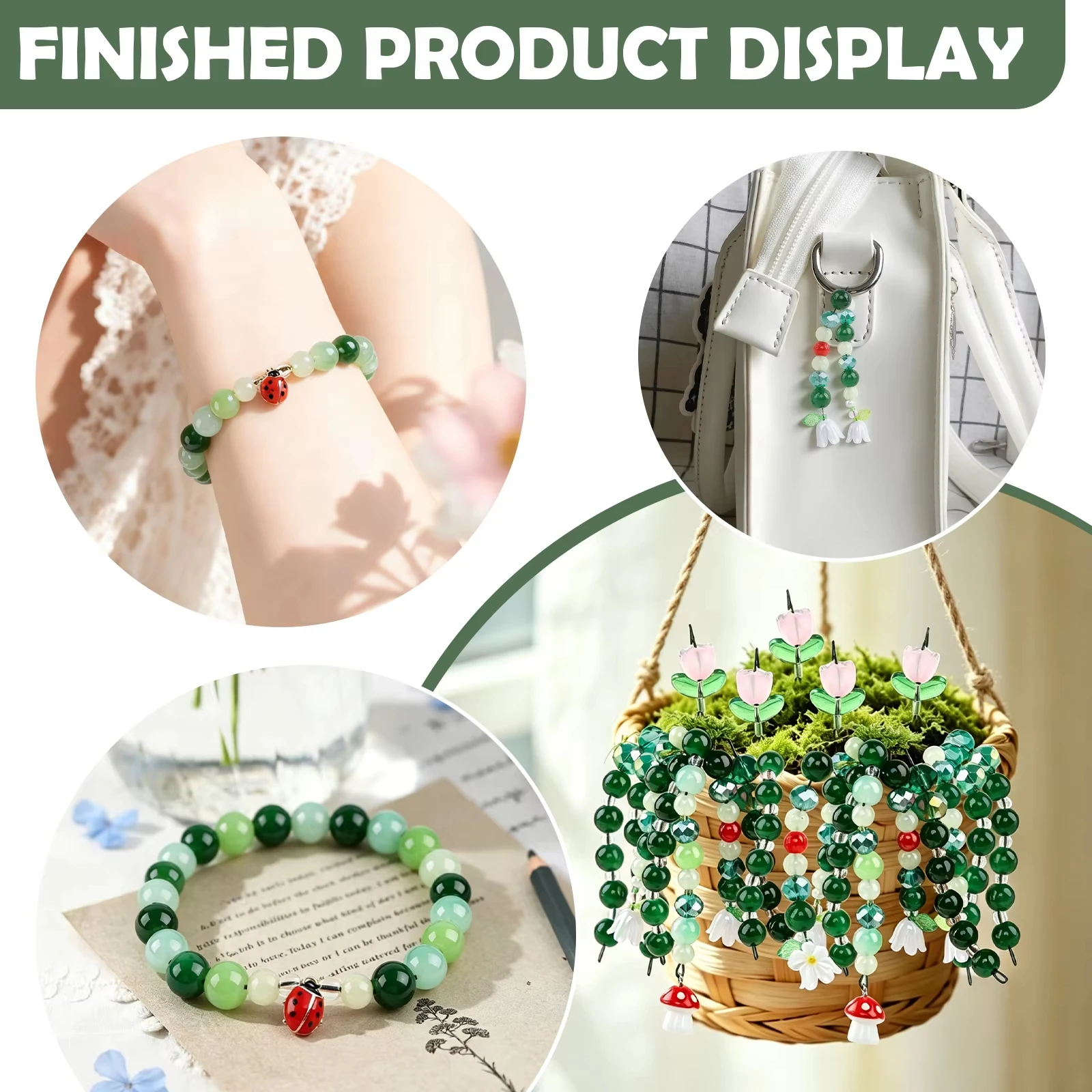 DIY Beaded Plant Kit Handmade Bracelet Succulent Cactus Craft Set Green Glass Beads Pot Creative Home Desk Decor Christmas Gifts