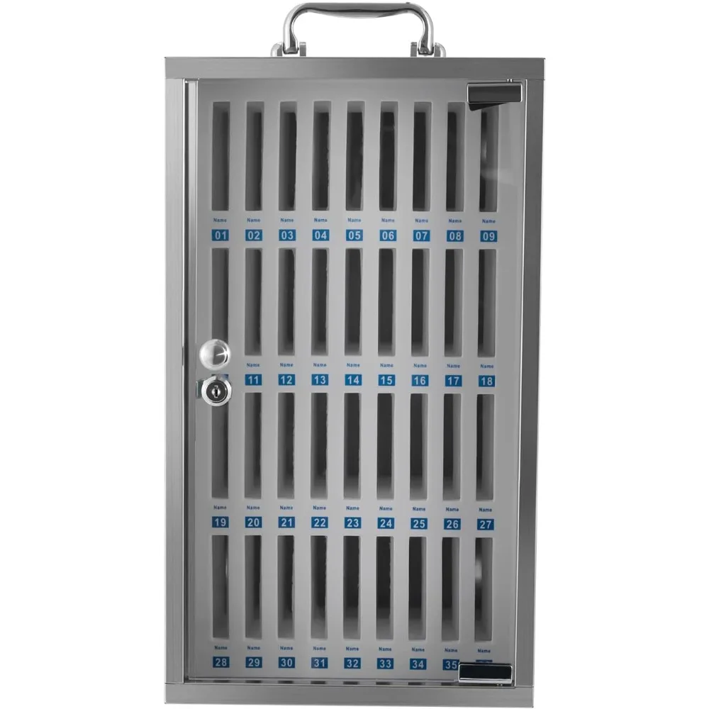 Stainless Steel Cell Phone Locker 36 Slots Cell Phones Storage Cabinet Pocket Chart Storage Locker Box with Lock for Classroom