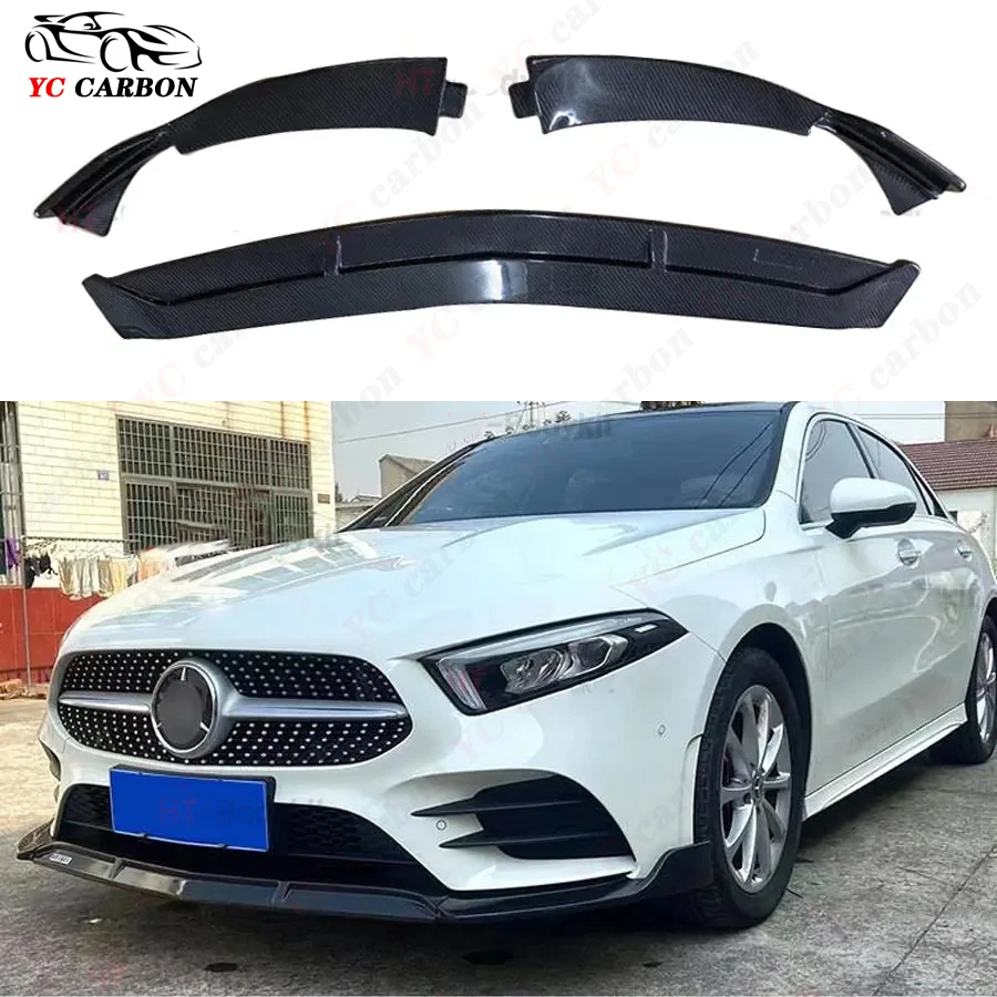 

For Mercedes Benz A class W177 2020 - 2022 A200 A180 A250 Carbon Fiber Car Front Bumper Diverter Spoiler Diffuser Front lip chin