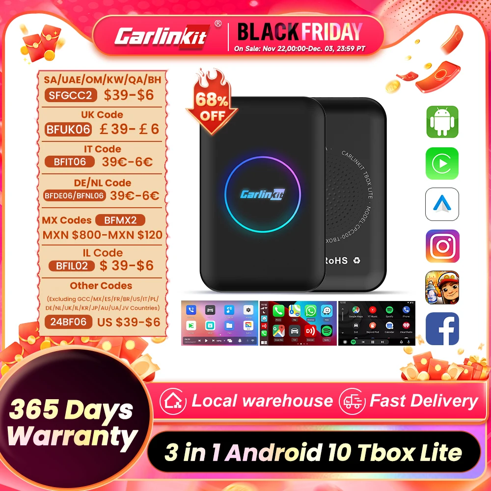 CarlinKit CarPlay Ai Box Lite Wireless CarPlay Android TV Box for OEM Car Android Auto Wireless Multimedia Video Streaming Box