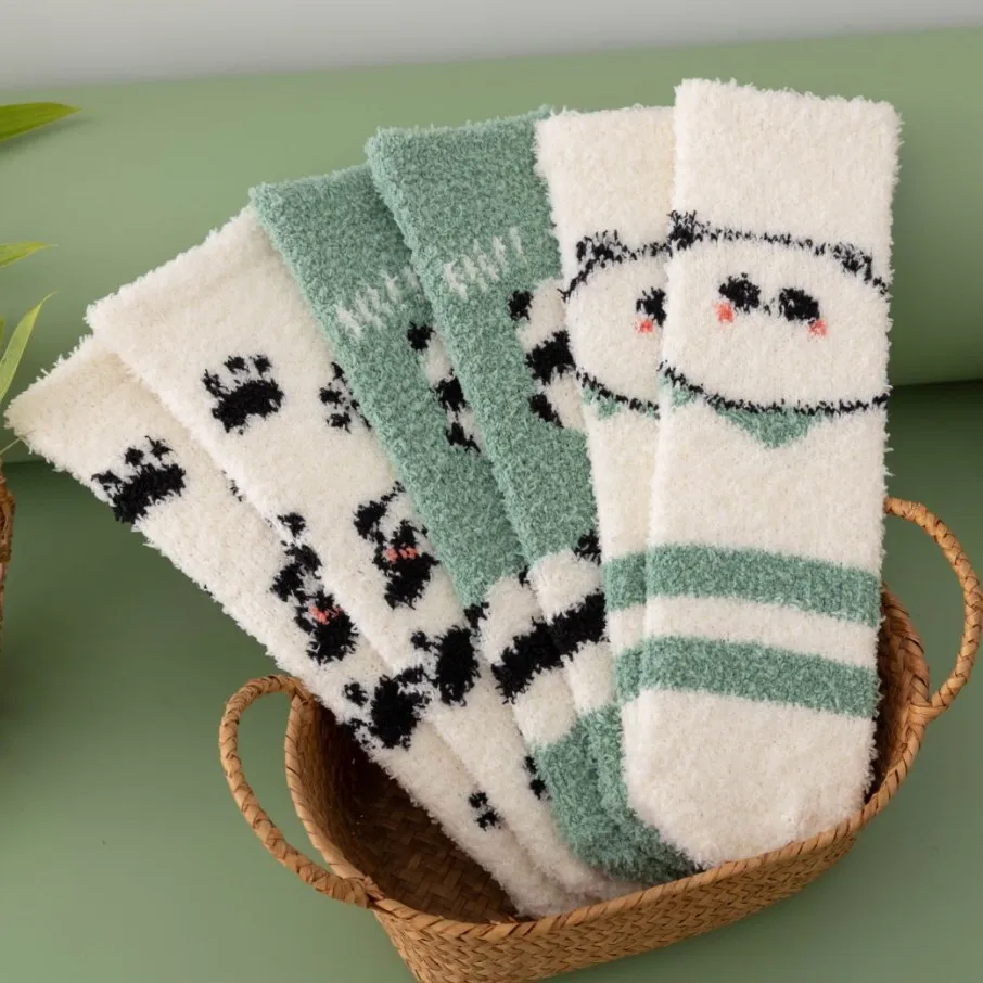 Winter Autumn Plush Socks for Woman Thick Cute Sweet Middle Tube Sock