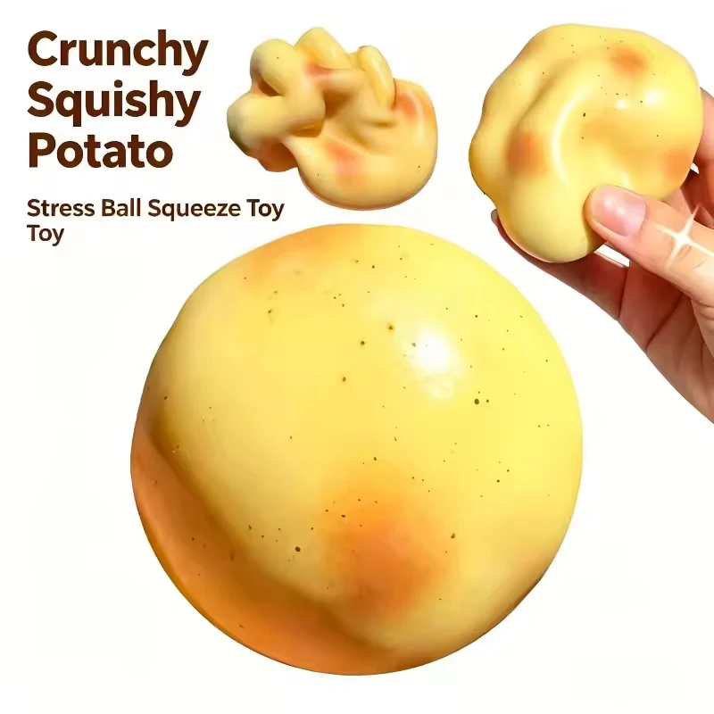 new Crunchy Squishy Potato Stress Ball Fidget Toy Crispy Potato Squishy Squeeze Ball Handmade Round Blocks Filled ASMR for Adult