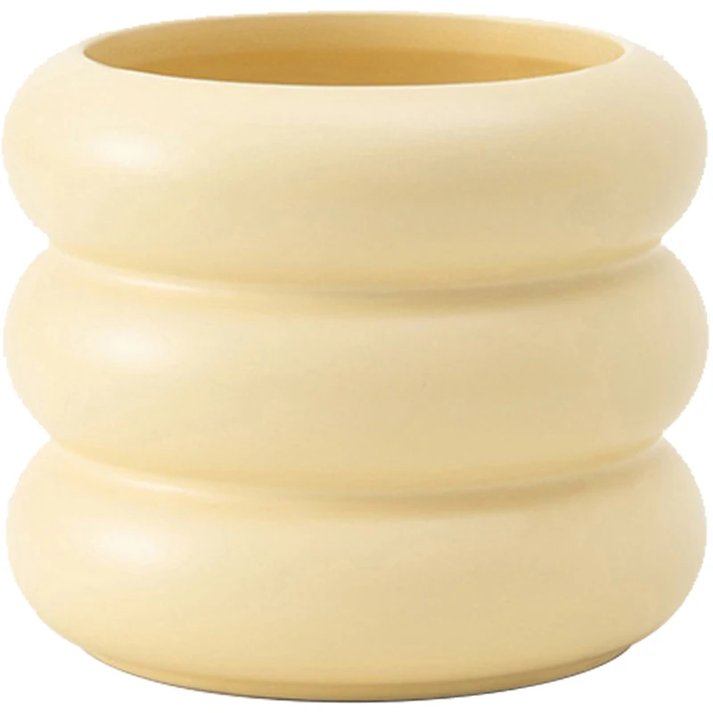 Epeiushome Nordic Ins Style Round Ceramic Flower Pot Storage Tube Desktop Storage Box Creative Pen Containers Ornaments