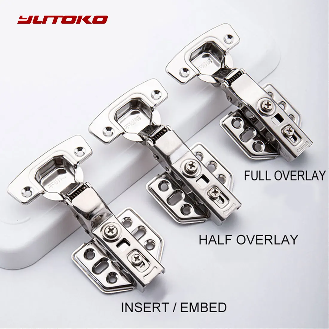 YUTOKO 1pcs Hinge Stainless Steel Door Hydraulic Hinges Damper Buffer Soft Close For Cabinet Door Cupboard Furniture Hardware