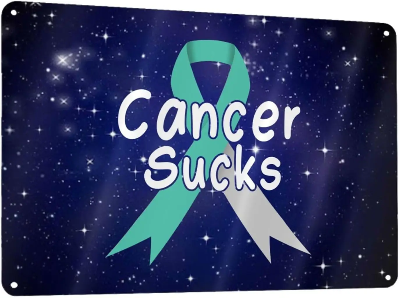 Cancer Sucks Cervical Cancer Awareness 12x8in Sign Metal Wall Art Poster Home Decor sign sign