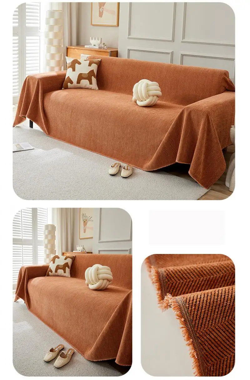 Einfaches Chenille-Sommer-Sofa-Handtuch Einfarbig Multifunktionales Dekoratives Heim-Sofa-Handtuch Sommer Universelle Sofa-Abdeckungen – Detail 15