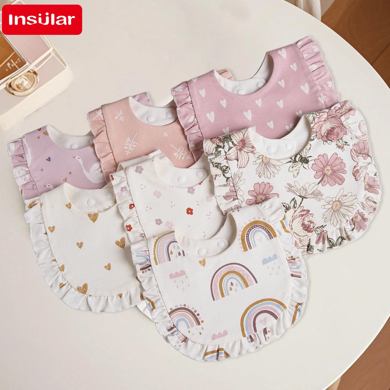 Baby Cotton Bibs-Waterproof Infant Saliva Towels, Breathable Burp Cloths for Meal Eating,with Pocket,for Boys and Girls,Ages1-3Y