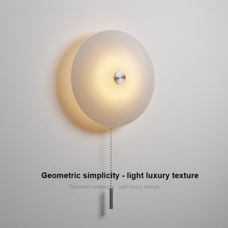 

Modern Round Wall Lamp pull cord switch LED Sconce Light Living Room Bedroom Bedside wall light Glass Nordic Home Decor Lighting