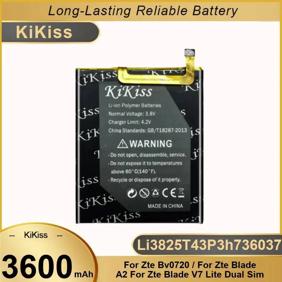 

Аккумулятор мобильного телефона для Zte Blade A2 V7 Lite Dual Sim BV0720 3600 мАч Li3825t43p3h736037 Длительная высокая совместимость
