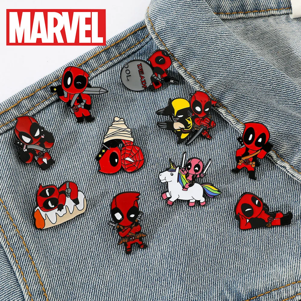 Marvel Personality Deadpool 3 Metal Brooch Adorns Movie Characters Drop Oil Alloy Badge Cartoon Anime Cute Pin Accessories