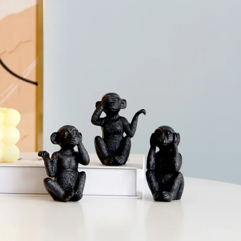 3 Pcs/set Miniature Monkey Figurines Home Decorative Ornament Crafts Home Bedroom Dormitory Dormitory Decor Crafts Miniatures