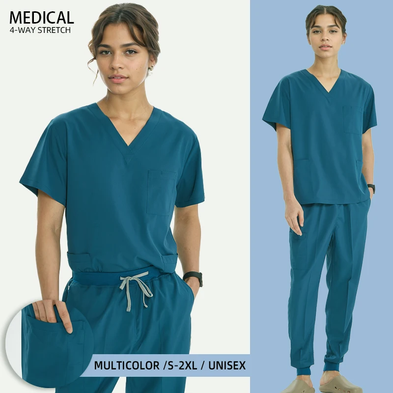 Ultra Lite Hospital Uniforms Nurse Working Top and Pant Women Surgical Doctor Suits Stretch Pediatric Clothes Medical Scrubs S06