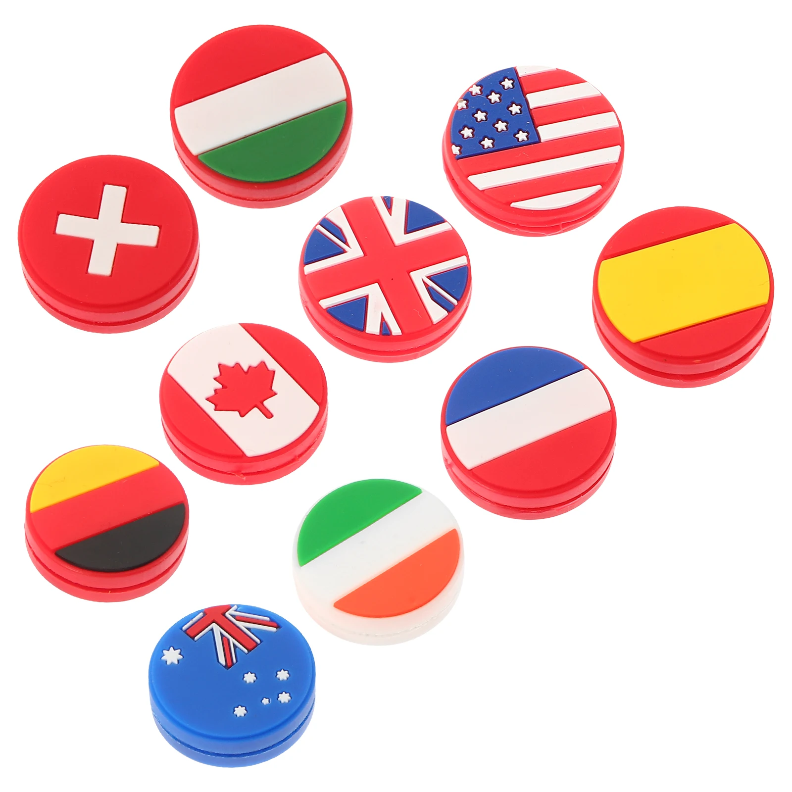 

10Pcs Tennis Racket Dampeners Silicone Vibration Reducers Fashion National Flag Design Comfortable Stability Enhancer
