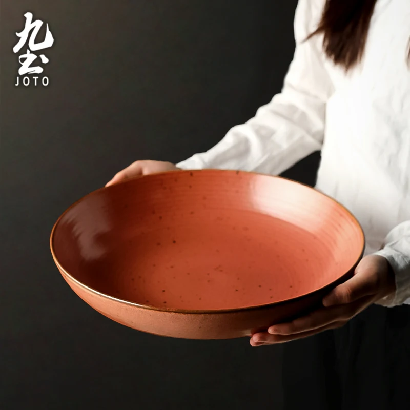 

JOTO Thick material and stable bottom Vintage Large Ceramic Dinner Plate CJR0591