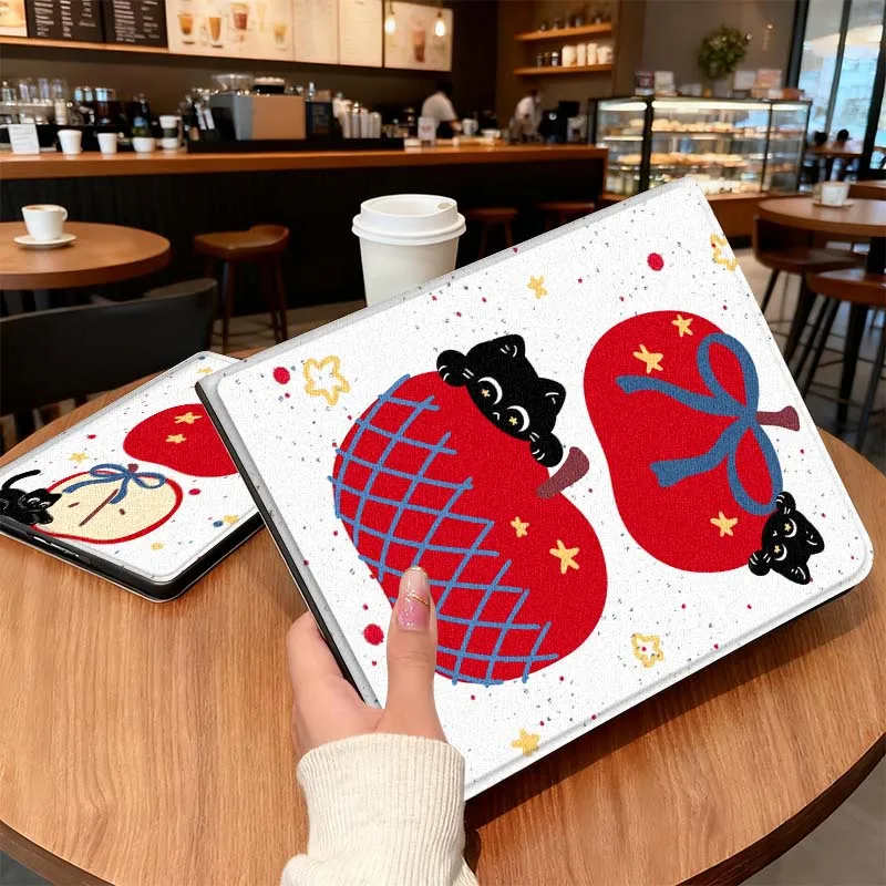 

Apple Cat Illustration Pattern For Honor Tab Tablet MagicPad 3 6 7 X8 V7 V8 8 9 X9 X8a X9a 10 Pro Inch 2020 2021 Tablet Case
